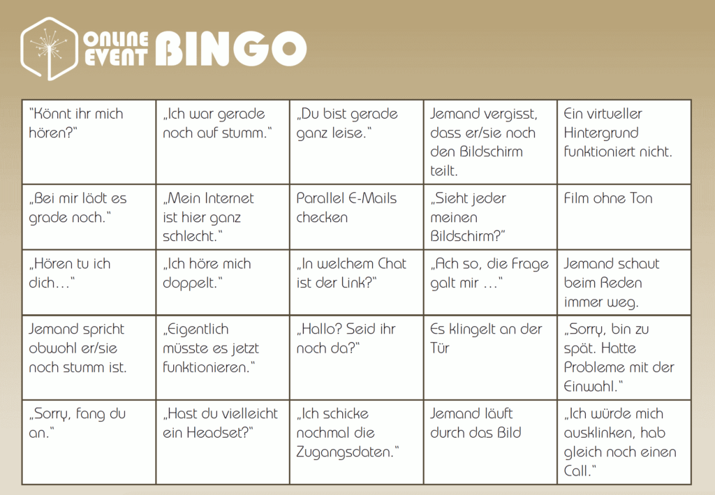 Corporate events with attention bingo