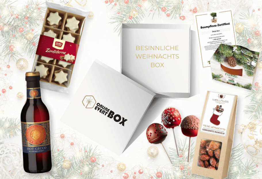 Contemplative Christmas box with various great B2B Christmas items