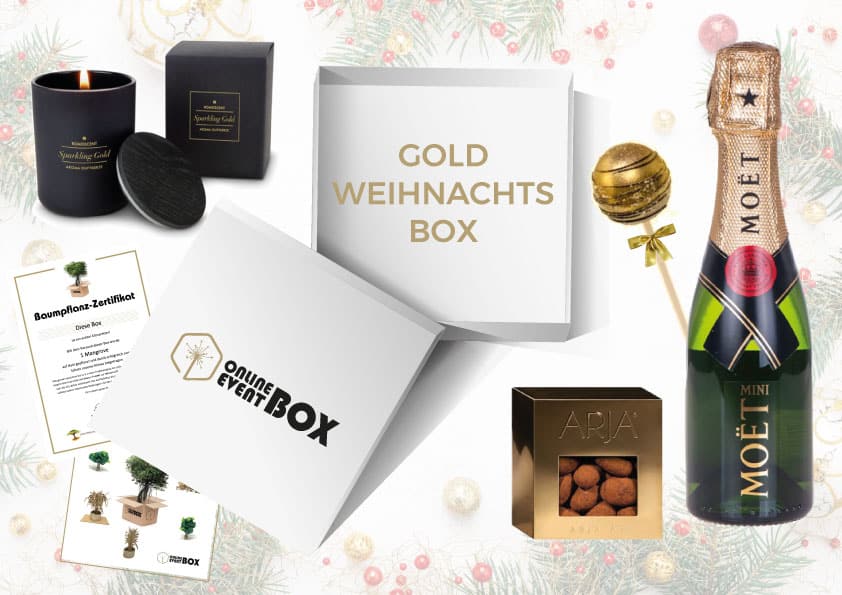Gold Christmas box for corporate events